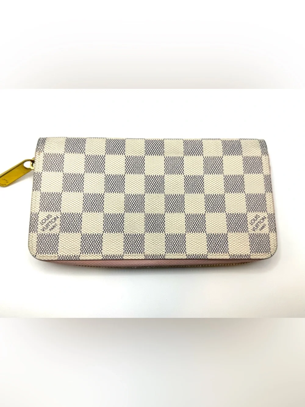 Authentic Louis Vuitton Damier Azur Zip-Around Wallet - Rose Ballerine Pink